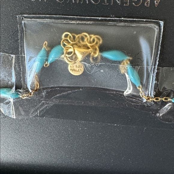 Argento Vivo 14K Gold Plated Sterling Silver Anklet Chain W blue beads 9"+1" - Picture 8 of 8